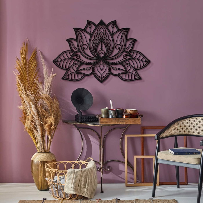 Wallity Lotus - APT524MS Escultura de Pared de Metal Negra